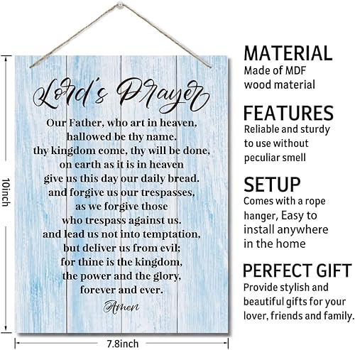 Miniatura 3 de Letreros artísticos de madera inspiradores, letrero de pared con oración del Señor, placa de pared impresa colgante, decoración del hogar, Our