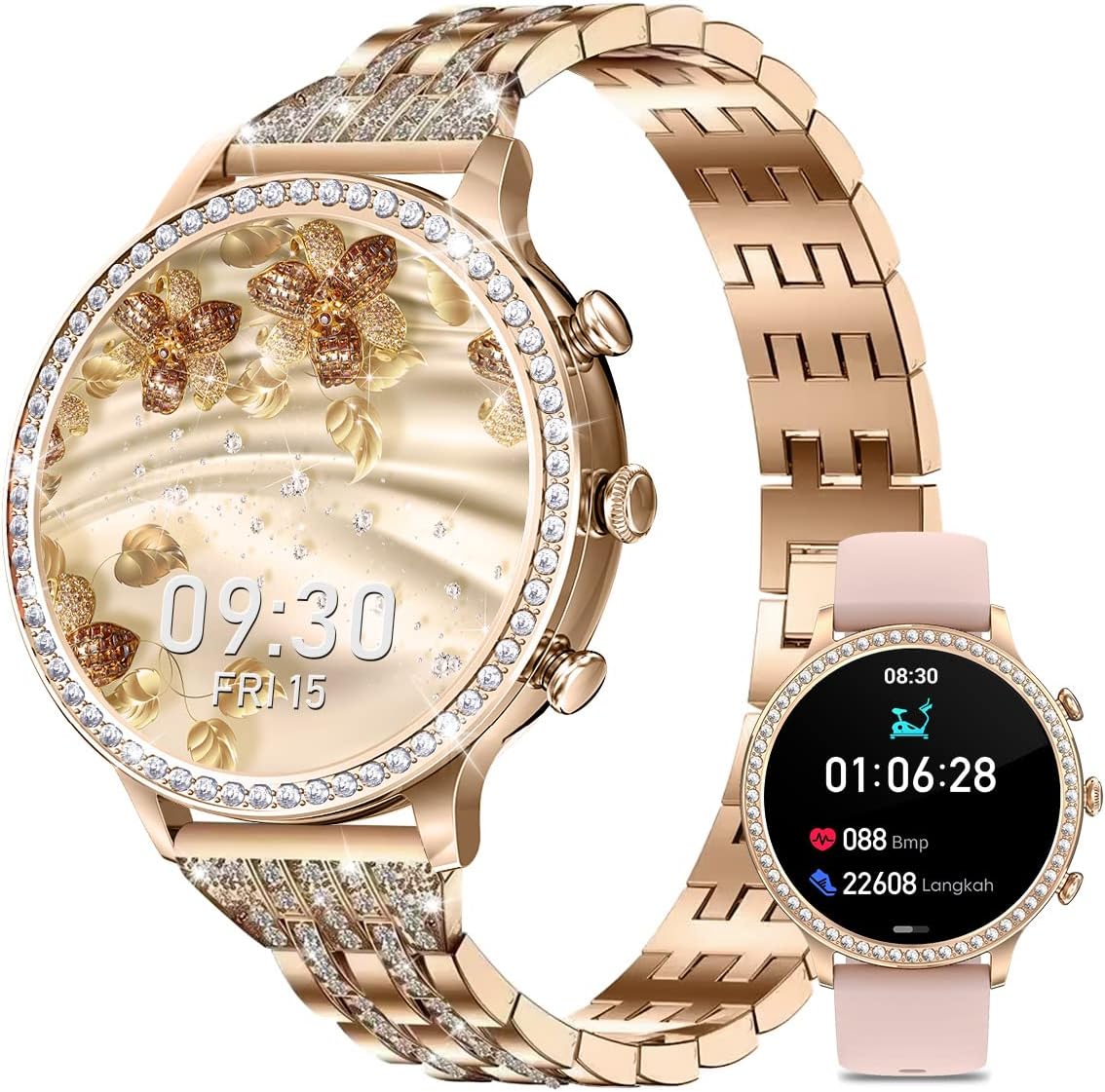 soinfo Smart Watch for Women with Answer/Make Call, Bluetooth Smartwatch for Android iOS Phones Blood Pressure Watch Sport Fitness Watch Waterproof Activity Tracker with Heart Rate Sleep Monito
