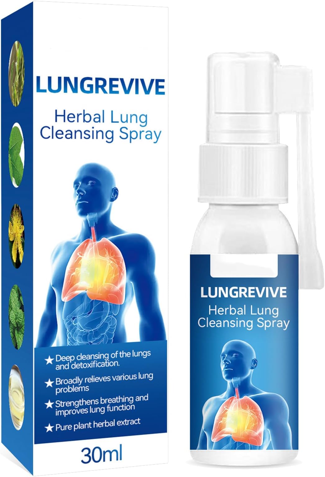 Herbal Lung Cleansing Spray - 30ml Respinature Herbal Lung Cleanse Mist, Lung Exerciser for Healthier and Cleaner Lungs, Powerful Lung Support, Respiratory Cleanse & Breathe Spray for Smokers (1)