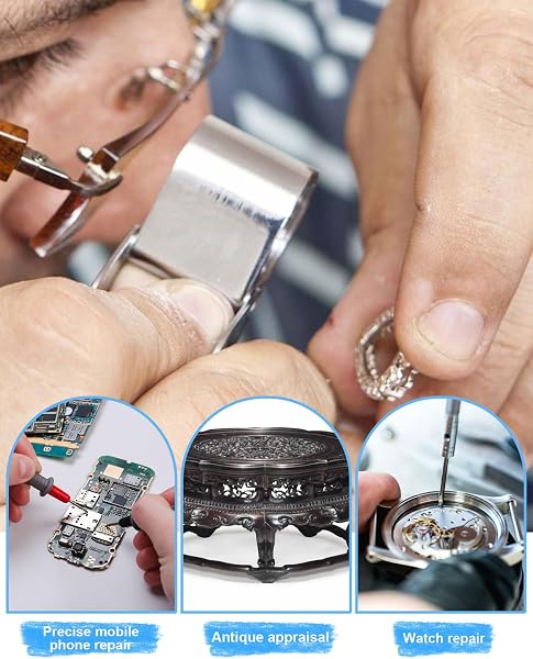 ZEXIJOW Pieghevole Lente d'Ingrandimento Gioiellieri 10X e 30X, Lente d'Ingrandimento Tascabile per Orologiaio, Identificazione Gioielli e Pietre Preziose - 4