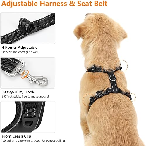 Miniatura 52 de VavoPaw Dog Seat Belt, Safety Vest Dog Car Harness with Adjustable Buckle Dog Seat Belt for Vehicle Nylon Pet Safety Seat Belts Heavy Duty(M, Blue)