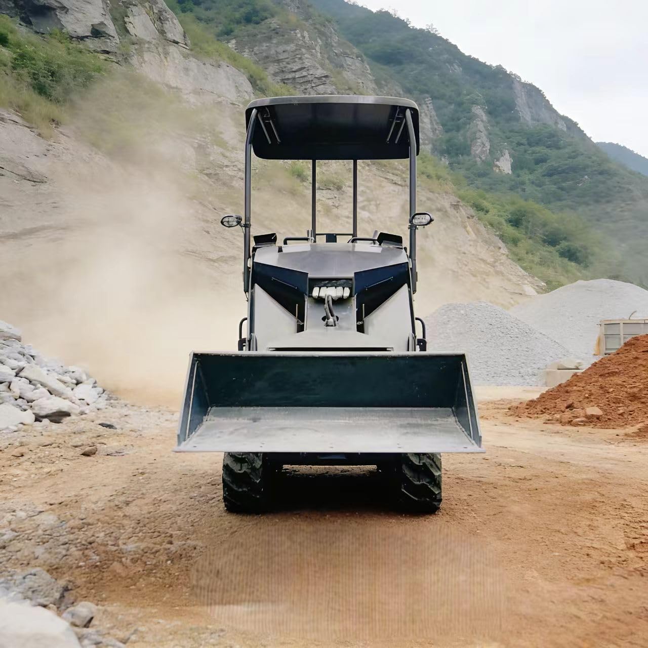 Sit-Down Mini Skid Steer Loader Compact Crawler Loader with Quick-Change Attachments Pallet Forks, Grapple, Auger, Industrial Tracked Machine for Farm