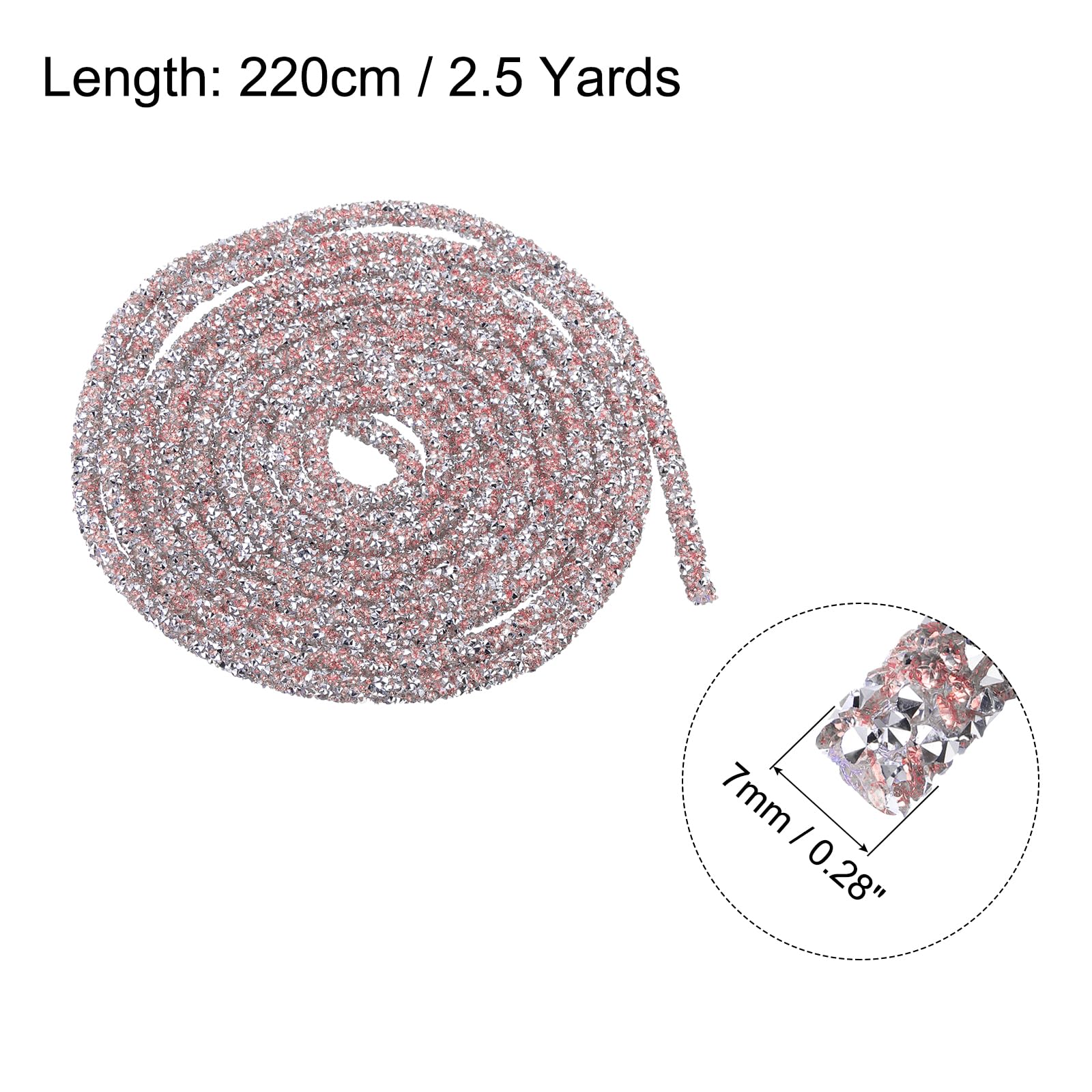sourcing map 5 Yard 6mm 0.24 inch Glitter Sequins Rope Sequins Rhinestone Tube Cord for DIY Wedding Dresses Costume Clothing Shoes Jewelry Accessory Clear White — view 245