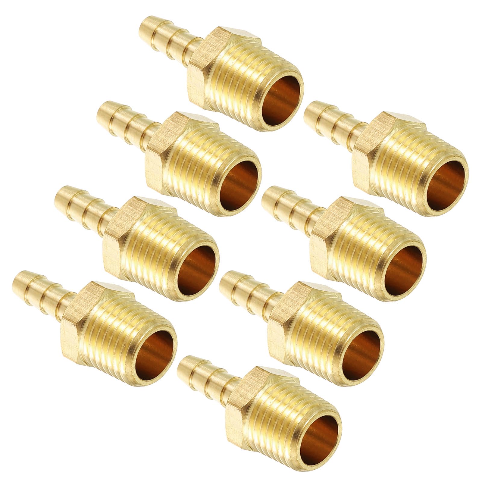Kozelo 8pcs Brass Hose Barbs Fittings 8mm Hose Barbsto 10mm NPT Male