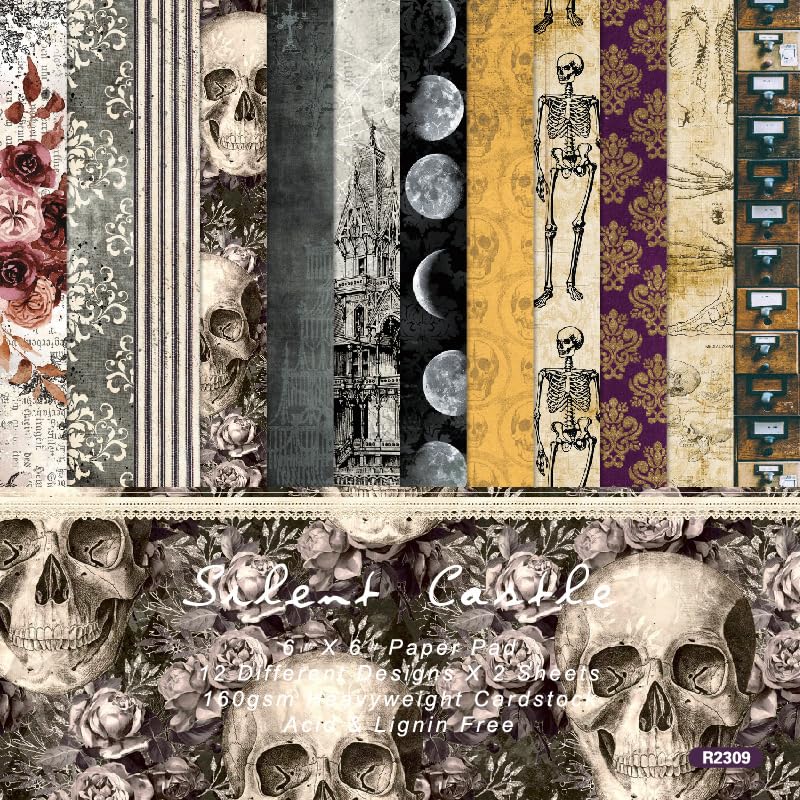 Happy Halloween Theme Dot Scrapbook, DIY Album Scrapbook Paper, Silent Castle Greeting Card Making Background Paper Craft Supplies Painting Decoration