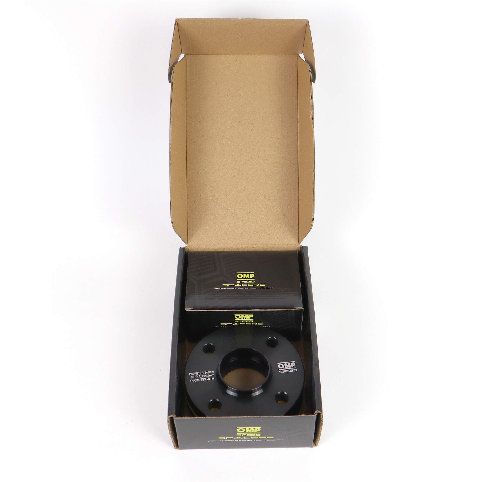 OMP Speed Paire D'Élargisseurs De Voie 20mm Aluminium Noir - PCD 4x114.3 CB 64.1 - Entretoises Roue Centrées M12x1.5