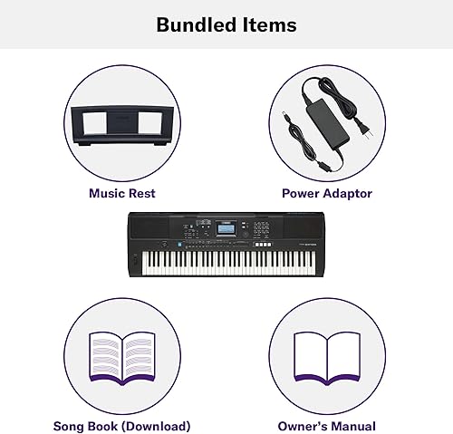 Miniatura 5 de Yamaha, Teclado portátil avanzado sensible al tacto de 76 teclas con adaptador de corriente (PSREW425)