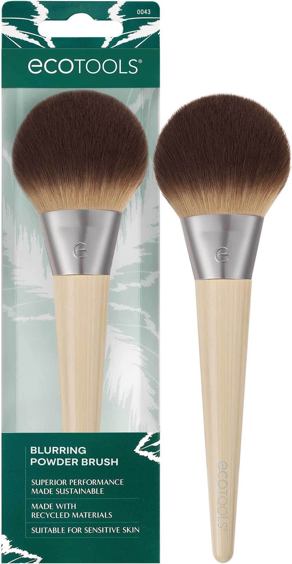 EcoTools Blurring Powder Makeup Brush, For Loose & Pressed Powder, Large Makeup Brush For All-Over Application, Fluffy, Synthetic Bristles, Eco Friendly, Cruelty-Free, & Vegan, 1 Count