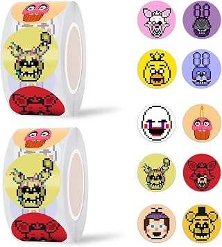 Pounchi Pixel Horror Game Dot Sticker Roll 1000 Pcs 1 inch Cartoon Video Game Reward Stickers in 2 Rolls 10 Designs, Gifts for Teacher School Supplies Laptop Water Bottle for Teens Kids
