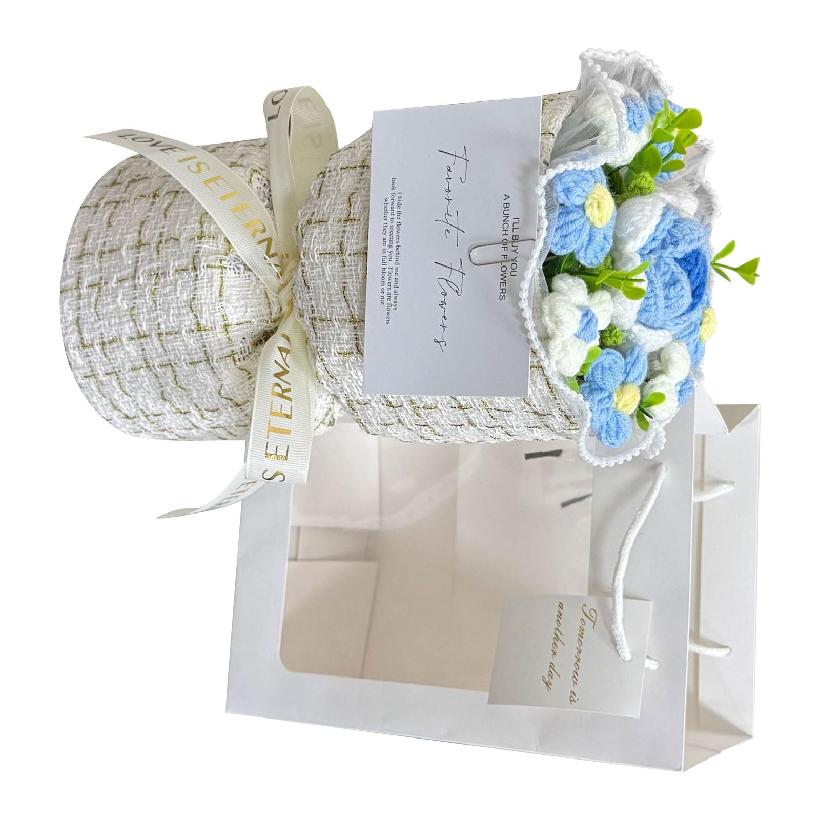 Ljhnba Blue Flower Bouquets Handcrafted Floral Elegant Mother Or Friend Table Centerpiece Accessories Interlaced Flowers