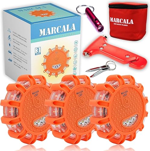 Miniatura 8 de MARCALA Luces de emergencia para vehículos, paquete de 3 unidades, luces LED de carretera, bengalas de emergencia para carretera, luces de