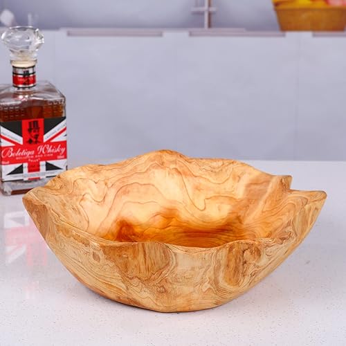 Miniatura 6 de BIGPIPI Cuenco irregular de madera para decoración cuenco de frutas tallada de madera real cuenco decorativo de madera para centro de mesa oficina