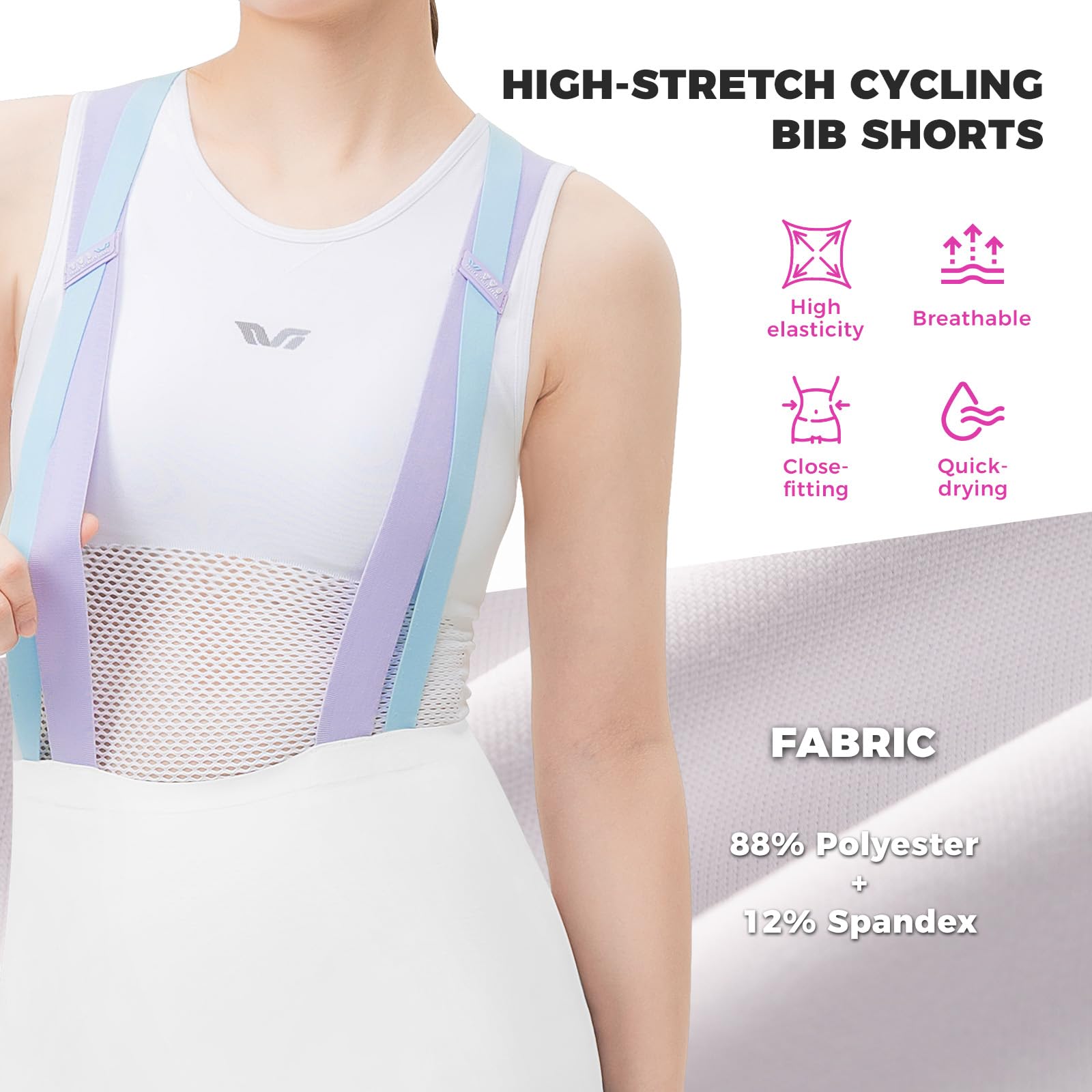 ROCKBROS TVI Culotte Ciclismo Mujer con Tirantes Verano Primavera, Pantalones Cortos Profesional para Bicicleta Carretera Montaña