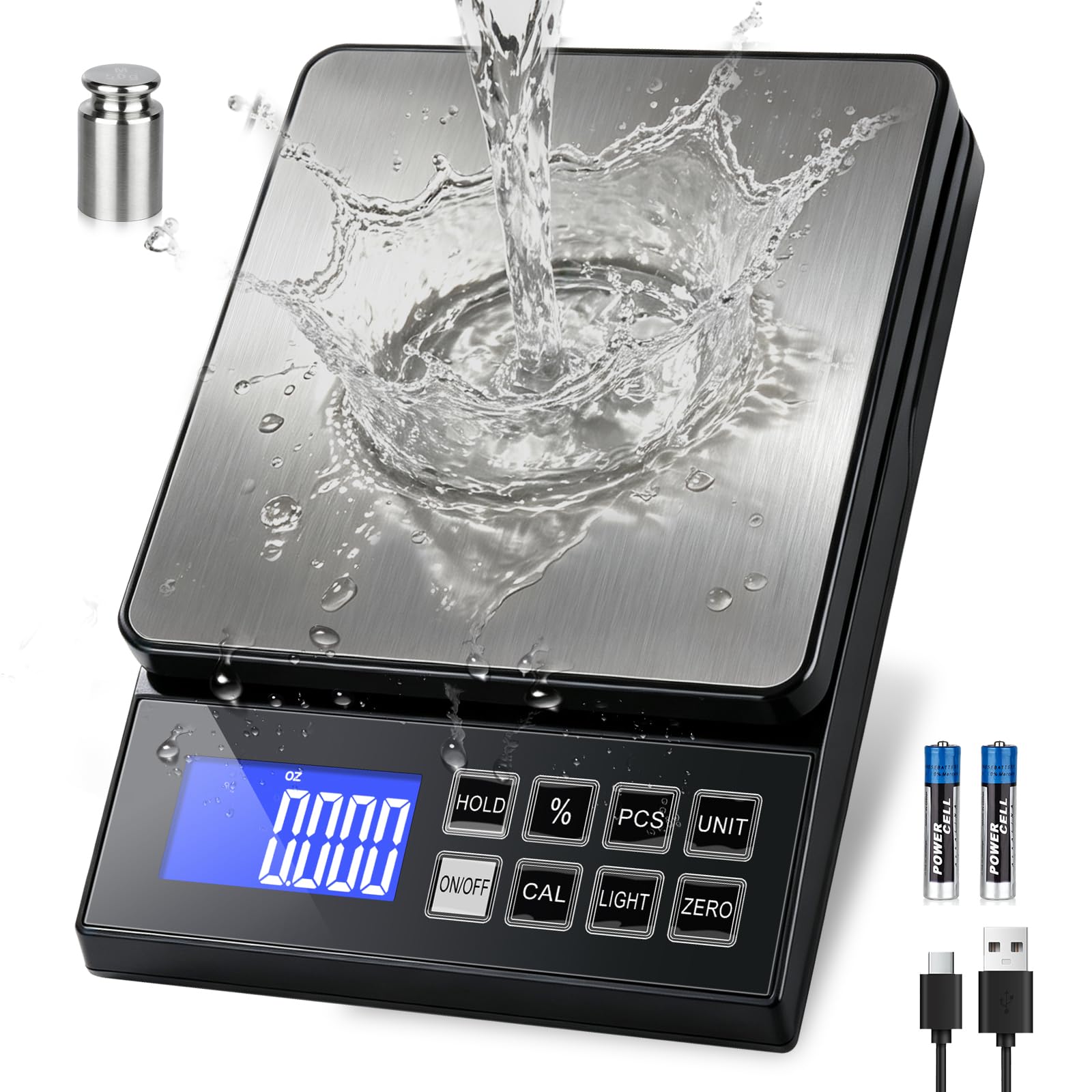 Diyife Large Digital Rechargeable Kitchen Scale with% Percentage, 0.1g/5kg
