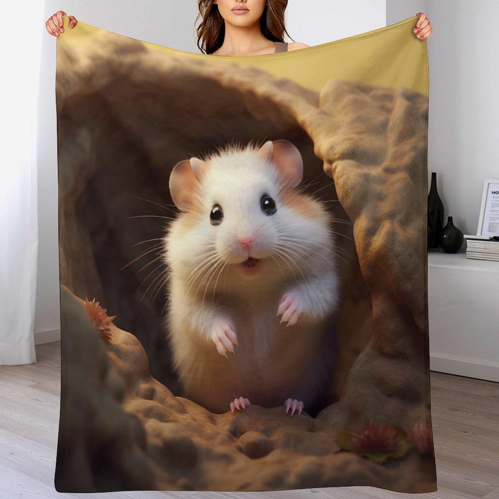 Couverture chaude flannel anti-froid lit douillette motif hamster