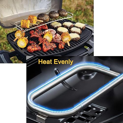 Miniatura 7 de BBQMANN 60040 Tubo de quemador de parrilla de 17 pulgadas para Weber Q1200 Q1000 Q120, quemador de acero inoxidable 304 para Weber Baby Q 386001