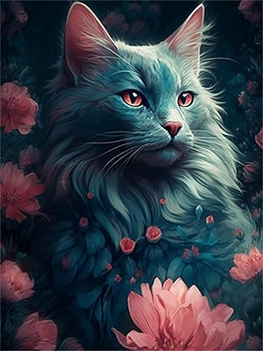 QUITEDEW Kits de pintura de diamantes para gatos, kits de animales de arte de diamantes para adultos, niños principiantes, kits de pintura de