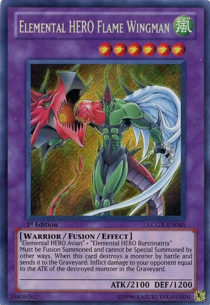 Amazon.com: YuGiOh Legendary Collection 2 Single Card Elemental HERO Flame  Wingman LCGX-EN045 Secret Rare : Toys & Games