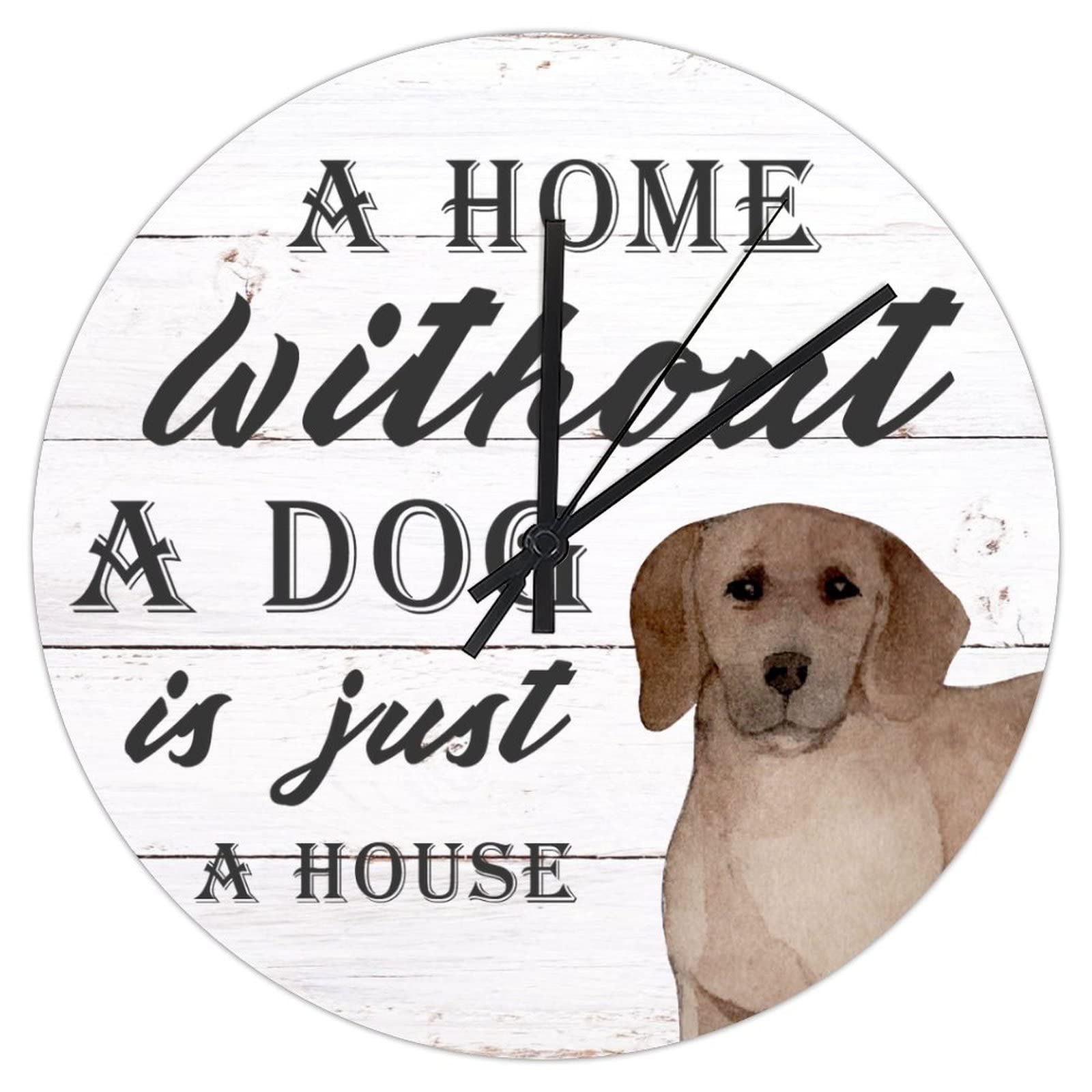 Horloge murale salon sans tic-tac avec citation de chien chaleureuse
