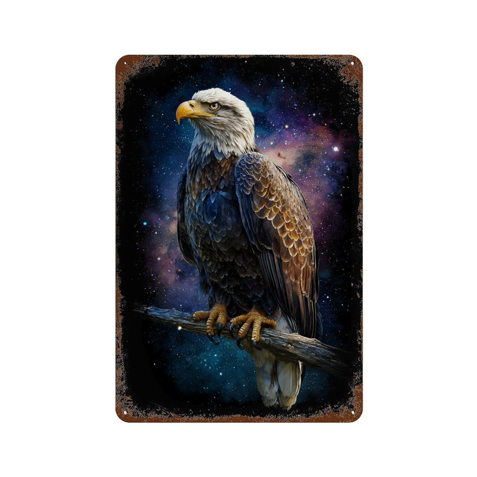 Eagle Art Print Poster Distressed Metal Wall Sign 11.8"x7.9", Ideal for Cafe, Home Bar And Lounge Decor