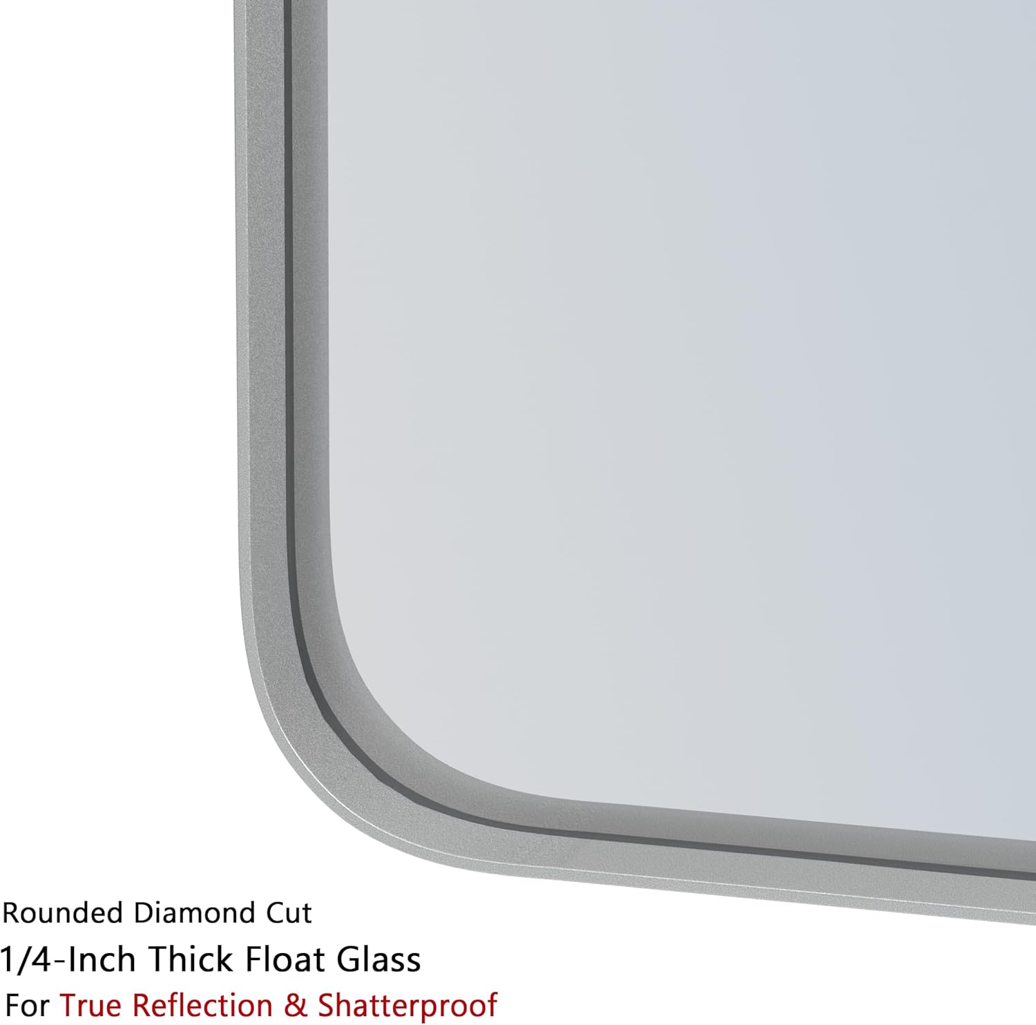 18 x 26 Inch Silver Bathroom Mirror for Wall, Metal Framed Rounded Rectangle Vanity Mirror Modern Farmhouse, 1/4-inch Shatterproof Glass | Ultra-Flush Hanging