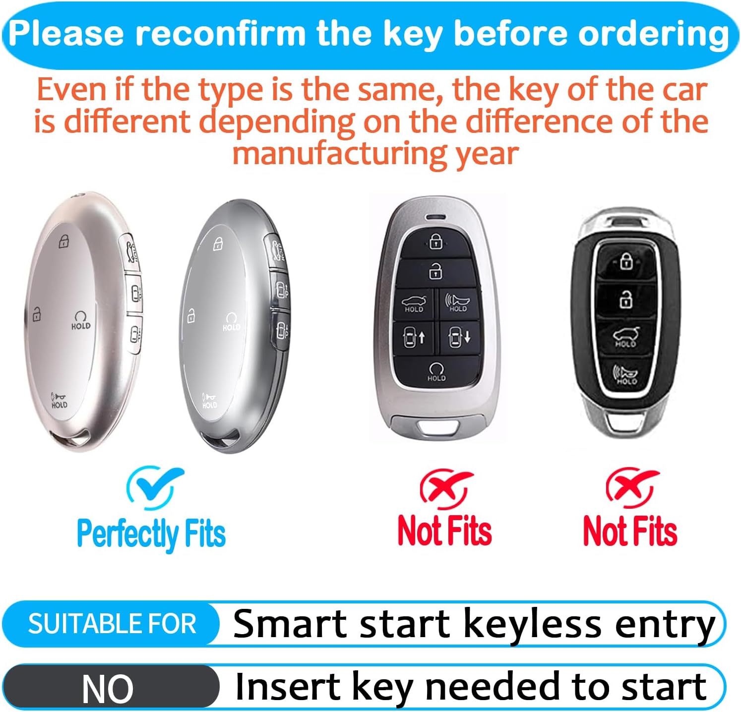 Tukellen Leather Key Fob Cover Compatible with Hyundai 2023 2024 2025 Ioniq 6 Grandeur GN7 KONA Sonata Elantra Key Fob(7 Buttons, Stone Grey) - Image 2