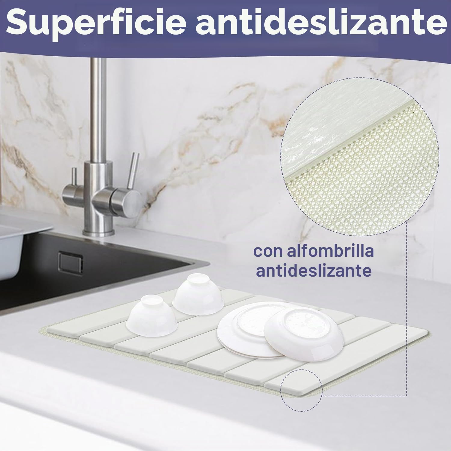 2 tapetes de secado de platos de piedra para encimera de cocina, tapetes plegables de secado de platos, secado rápido y súper absorbente, tapetes de tierra de diatomita para escurridor de platos