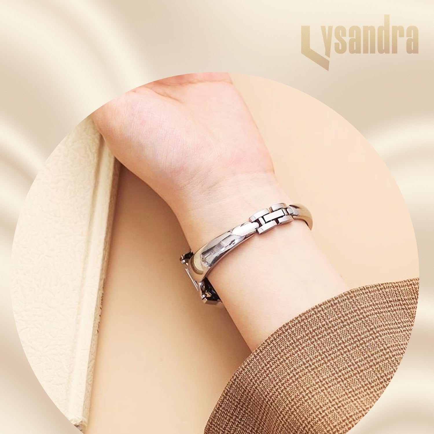 LYSANDRA Kompatybilny z zegarkiem Garmin Vivoactive 6, błyszcząca, fantazyjna bransoletka ze stali nierdzewnej, stylowy zamienny wąski pasek, kompatybilny z zegarkiem Vivoactive 5, Vivoactive 3, dla