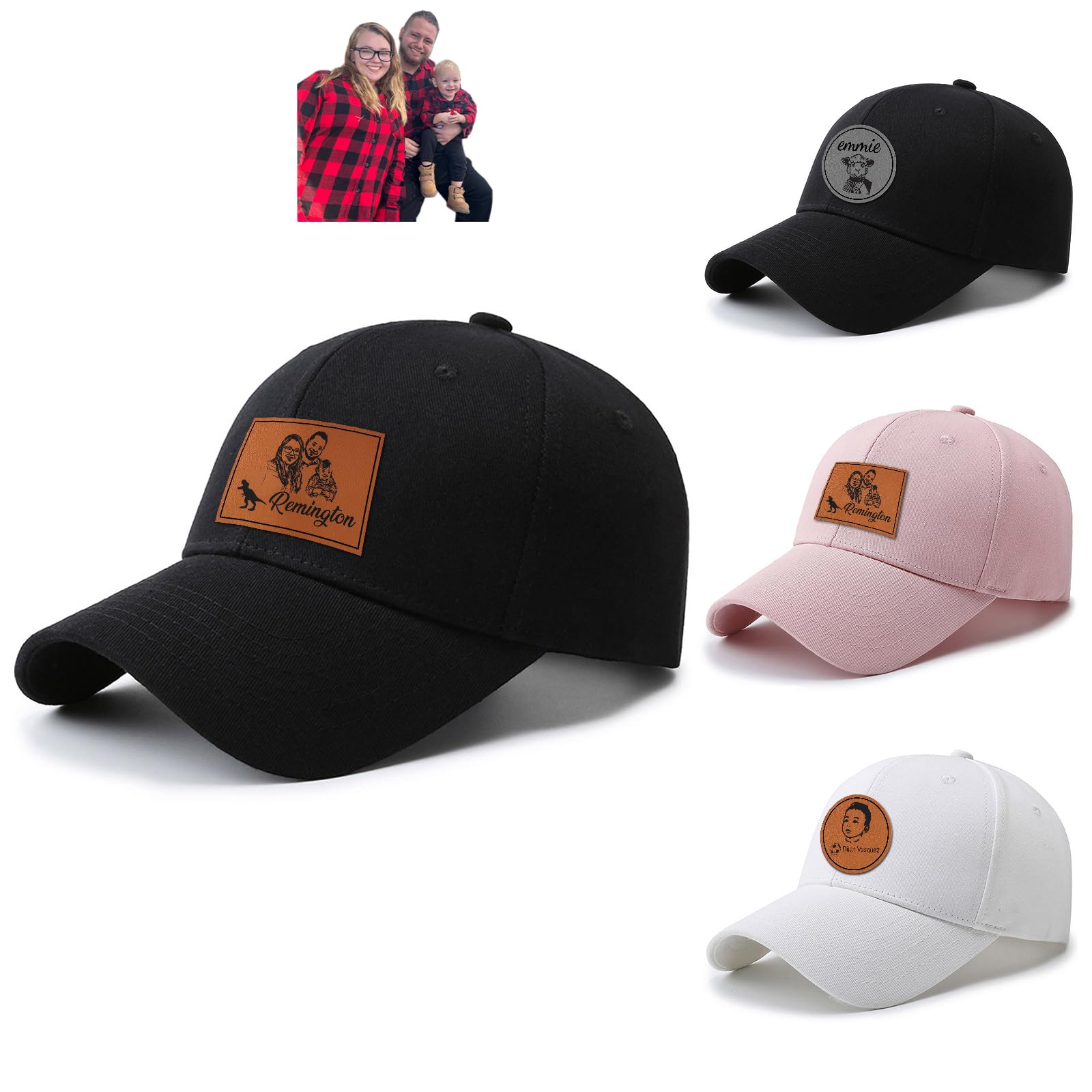Personalized Kid Engraved Photo Baseball Cap: Custom Gray-Black Sun Hat - Adjustable Snapback Trucker Caps for Child