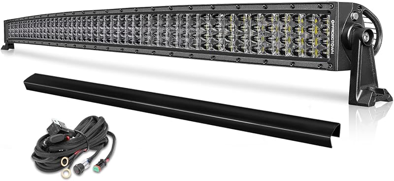 50 Inch 768W Curved LED Light Bar Quad Row Roof Driving Light | 76,800LM, Spot Flood Combo, Wiring Harness and cover Included, Off Road Driving Light Bar, Fits Truck Pickup UTV SUV Bronco