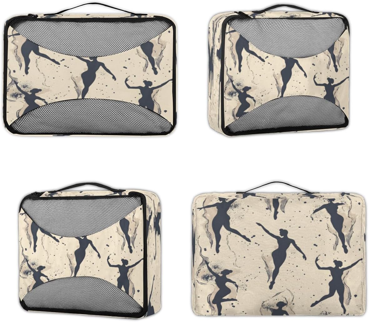 Dancing Girl 4 Set Packing Cubes Packing Cubes for Women Lightweight Travel Essential Bag Clothes Carry on Suitcase Bags for Accessories Essentials