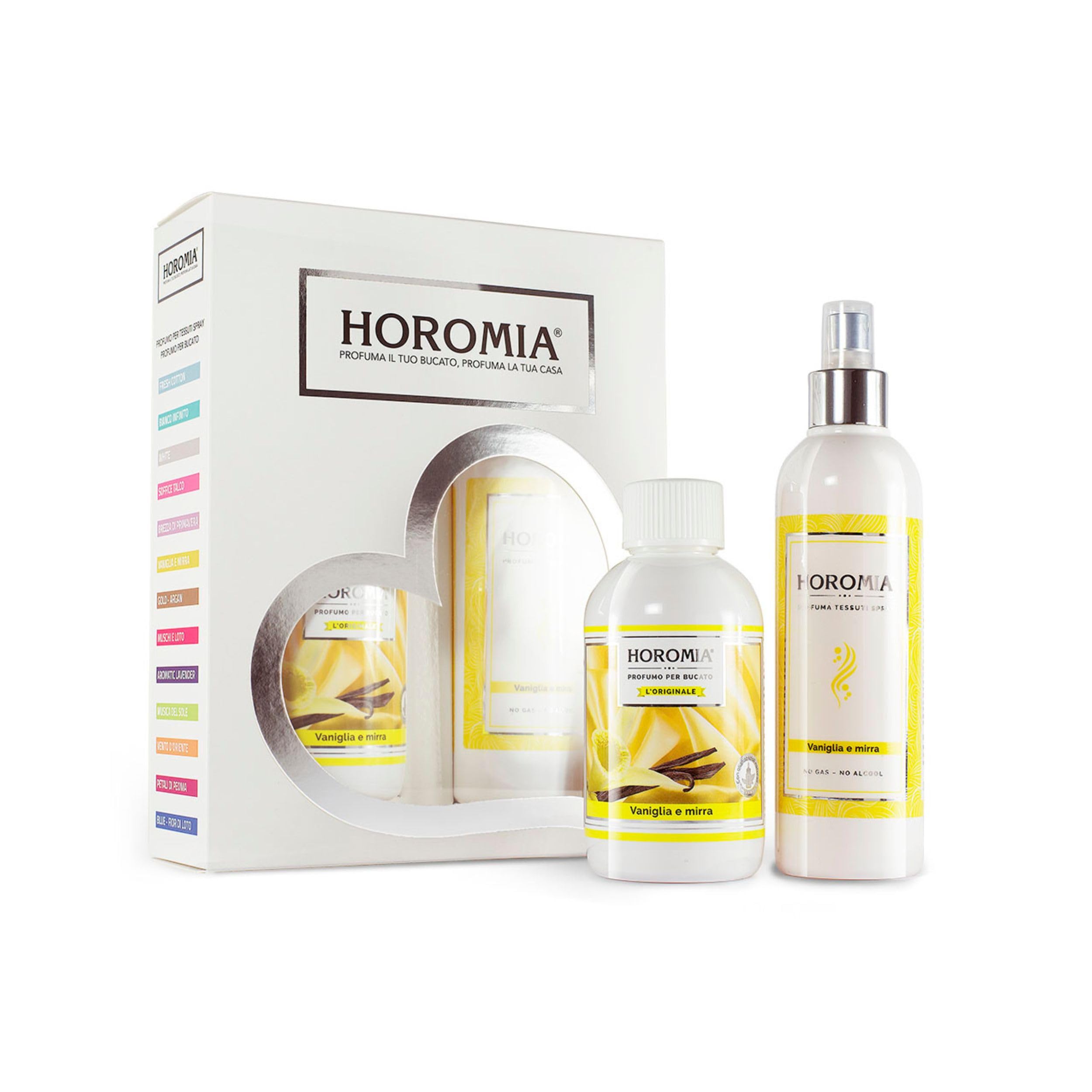 Horomia Horotwins Vainilla y Mirra Juego de perfume para la ropa y el deshuesamiento en spray – 500 ml