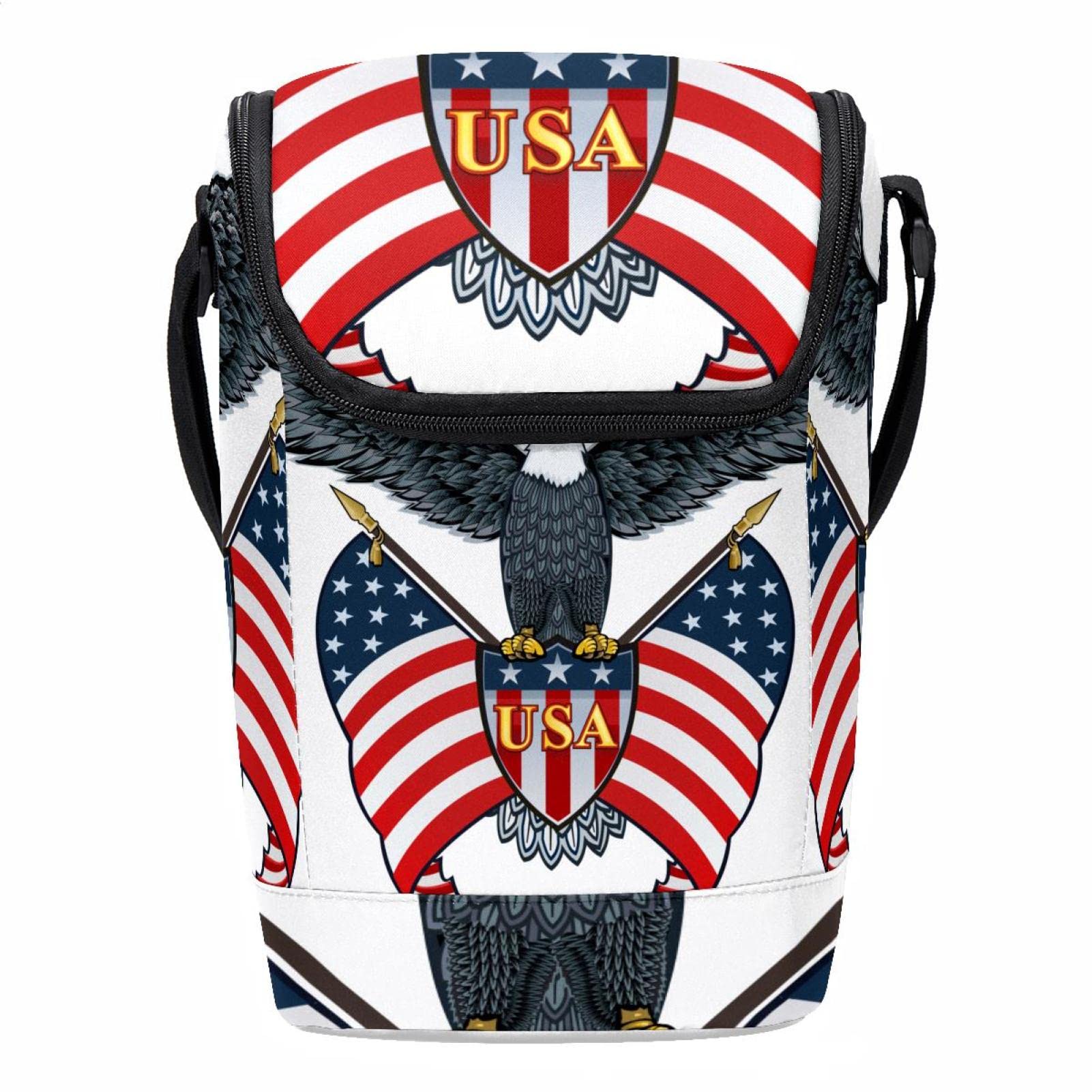 Bolsa de almuerzo con bandera de EE. UU. térmica e impermeable unisex