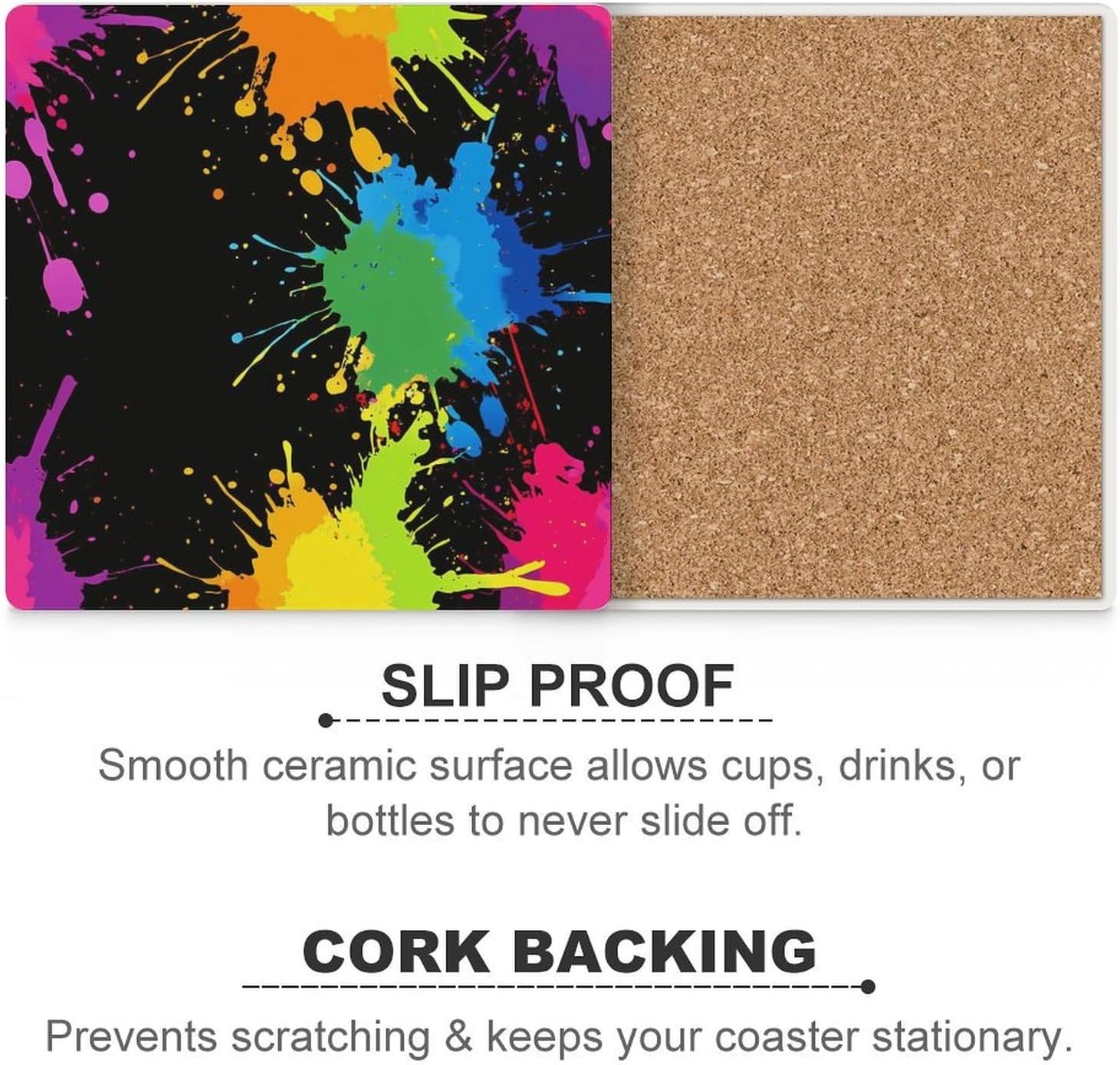 Tie Dye Print Ceramic Coasters Square Drinks Coaster Coffee Table Decor Table Coaster for Home Bar