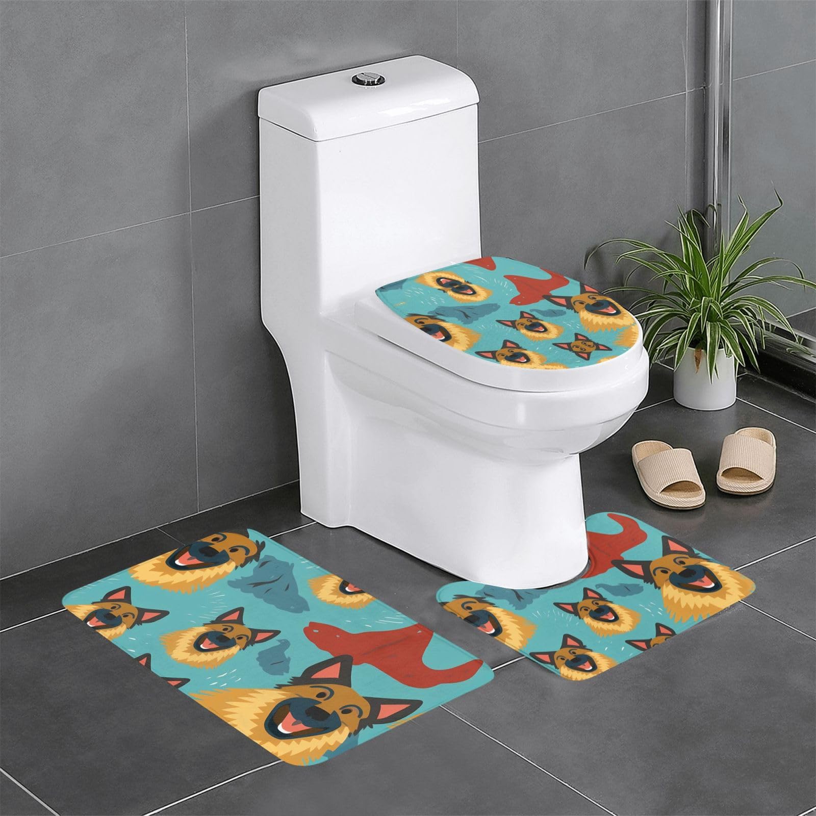 Tapis de bain berger allemand antidérapant rectangulaire contour et ovale