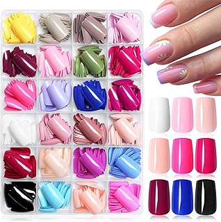 576-teiliges Set quadratischer, mittelgroßer künstlicher Fingernägel zum Aufklebenn, mittelgroße Acryl-Nägel zum Aufkleben, künstliche Fingernägel zum Aufkleben
