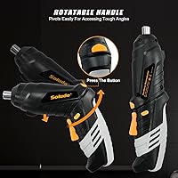 Vista 5 de SOLUDE - Kit de herramientas para el hogar de 130 piezas con destornillador recargable inalámbrico de 3,6 V, juego básico de herramientas