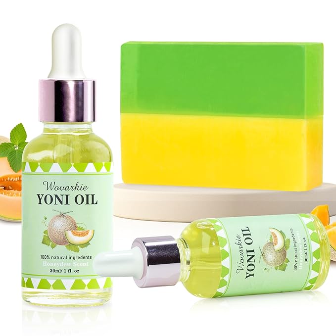3 PCS Yoni Oil Yoni Bar Soap Set for Women pH Balance, Feminine Oil Feminine Wash Vaginal Moisturizer Odor Eliminator, Natural Feminine Care, 2* 1fl.oz Yoni Essential Oil, 1* Yoni Bar 3.53ozï¼ˆHoneydewï¼‰