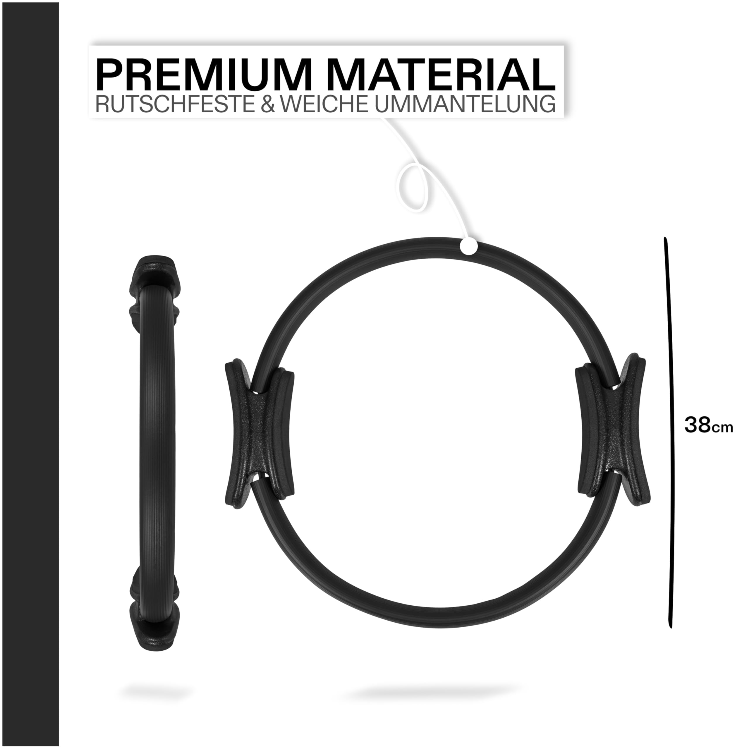 CORE Pilates Ring Ø 38 cm – Stabiler Magic Circle im Studio-Qualität, rutschfest mit weichem Schaumstoffpolster, ideal für Core-Training, Beine & Arme
