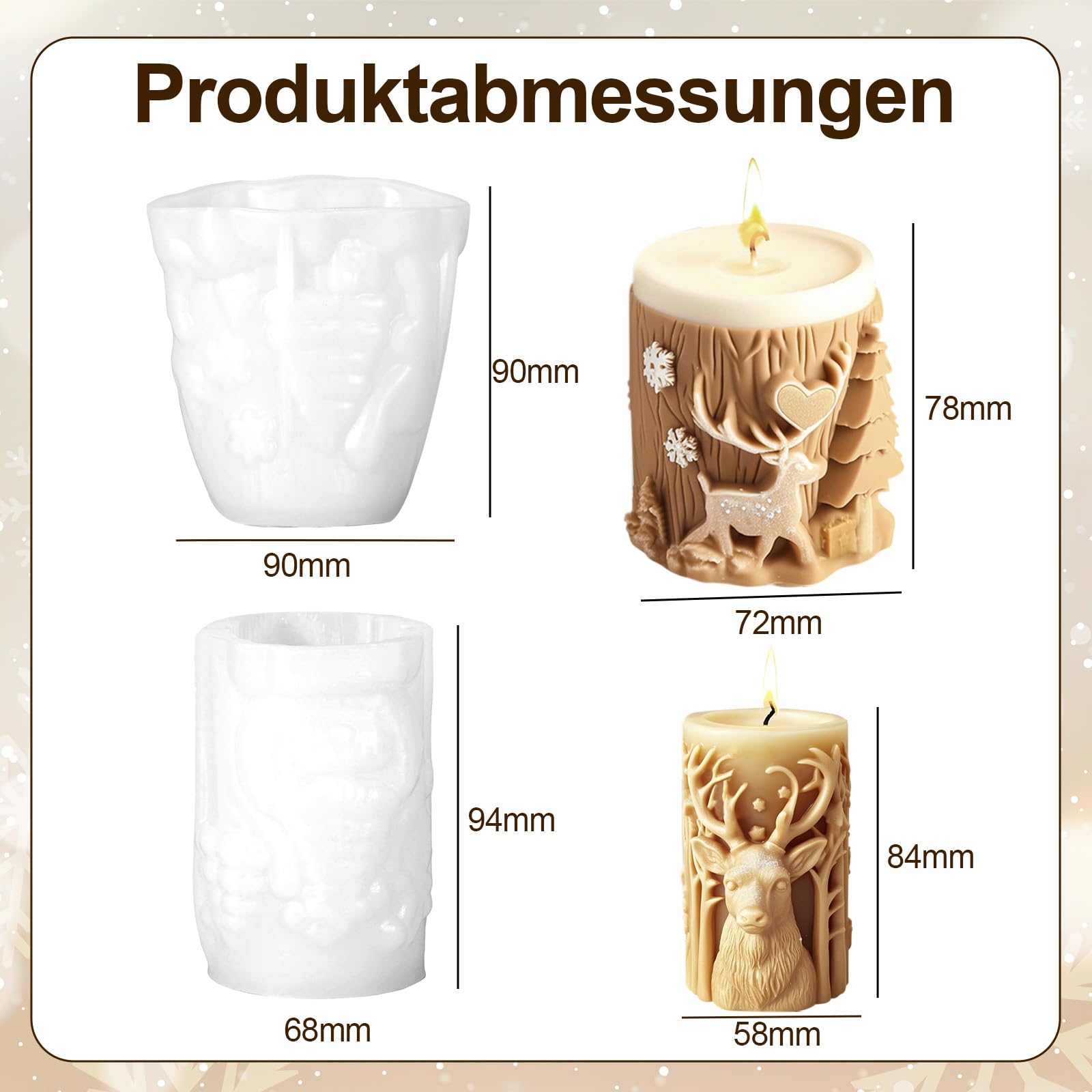 2 Silikon‑Kerzenformen Weihnachten – DIY Gießformen Für Tannenzapfen, Alpaka & Festliche Motive