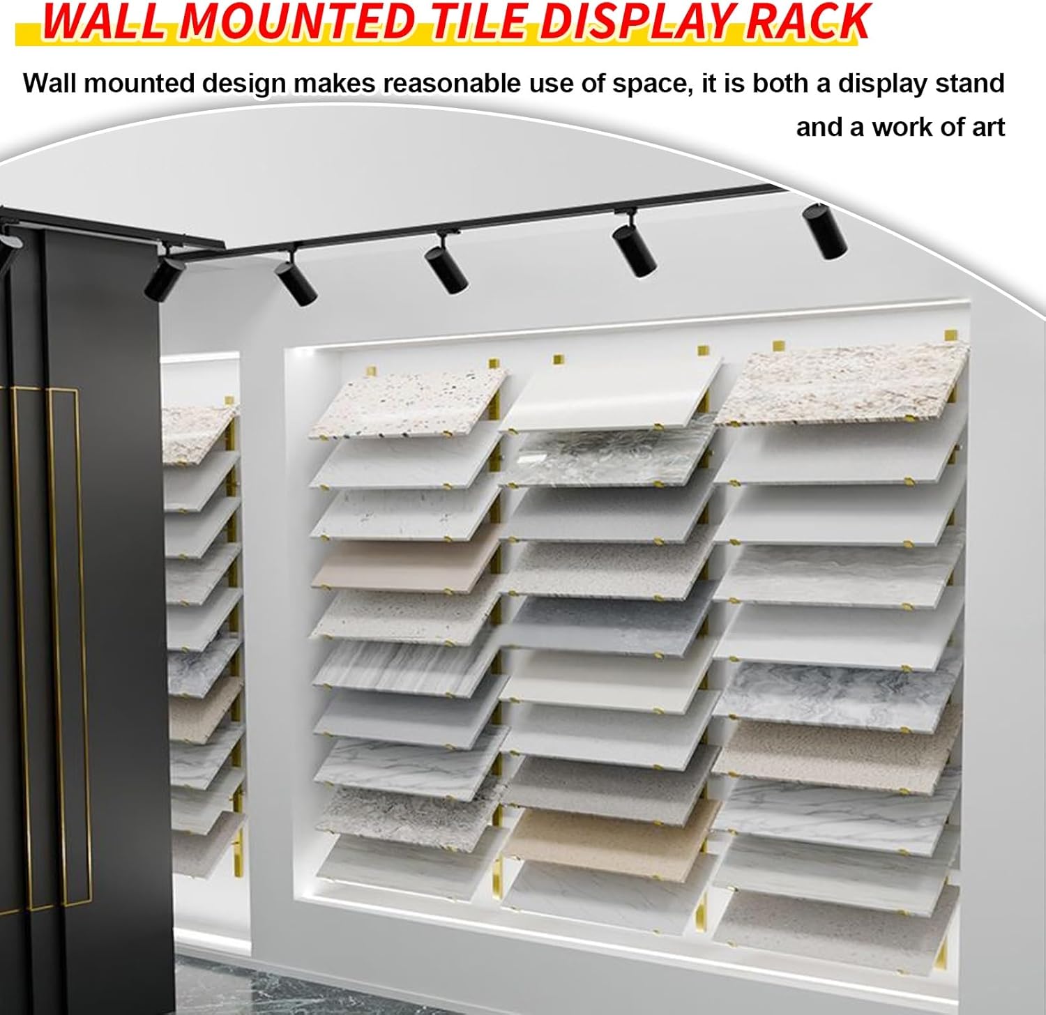 Sample Wall-Mounted Tile Rack,10-Tier Building Material Display Shelf,Save Space,for Exhibition Halls, Retail Stores