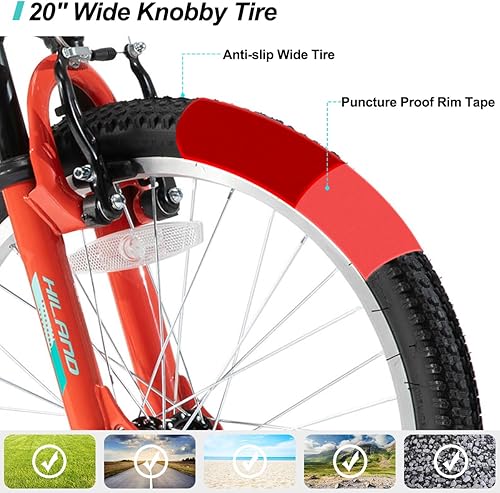 Miniatura 6 de HILAND 20 Inch 26 Inch Mountain Bike for Women Girl, Lock-Out Suspension Fork, Aluminum Frame, Adult Ladies Mens MTB Bicycle