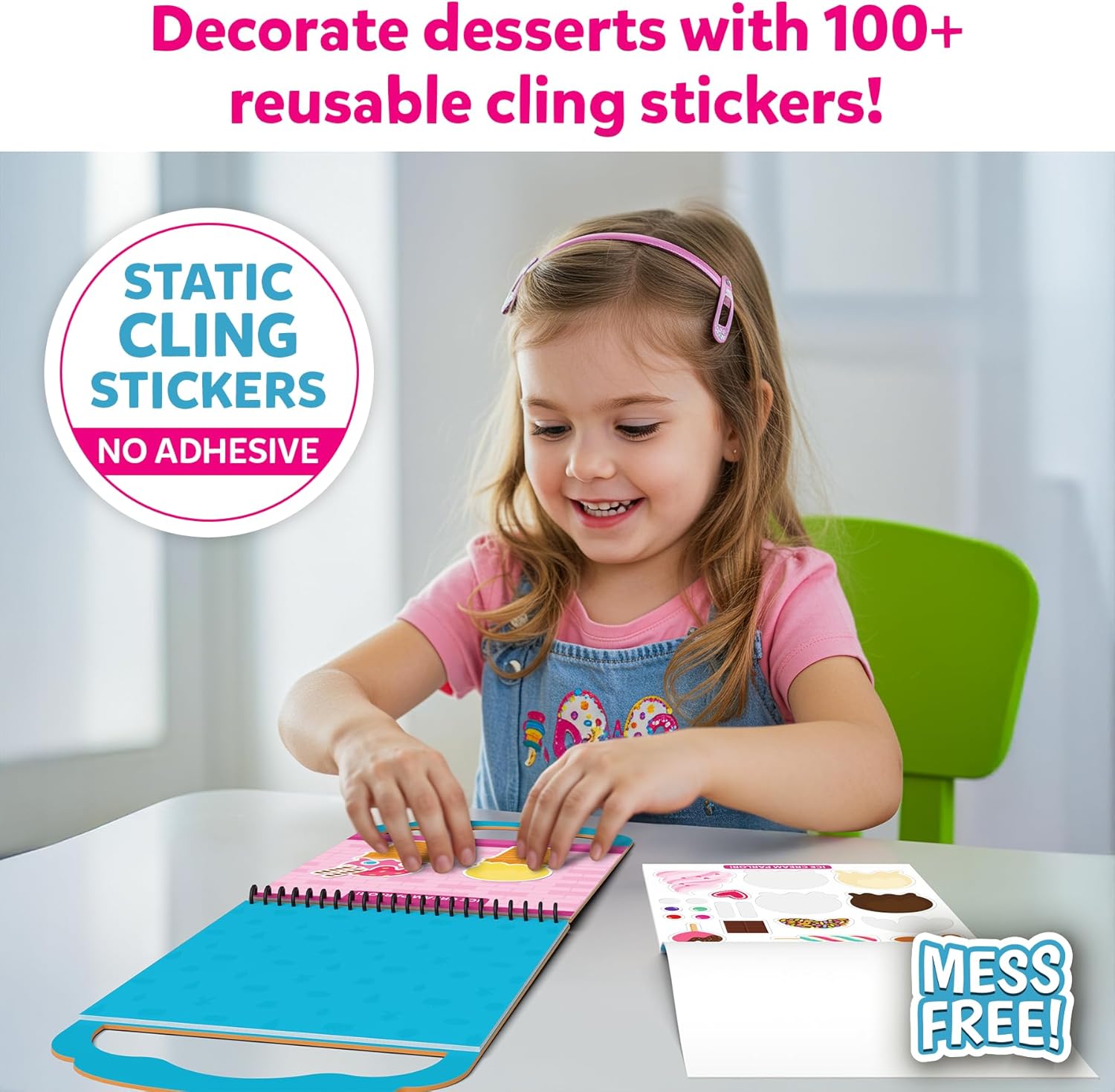 Skillmatics Reusable Sticker Activity Book - Peelies, 100+ Reusable Cling Stickers, 6 Pictures, Mess-Free Fun for Kids, Creative Play & Travel Toy, Gifts for Boys & Girls Ages 3, 4, 5, 6, 7