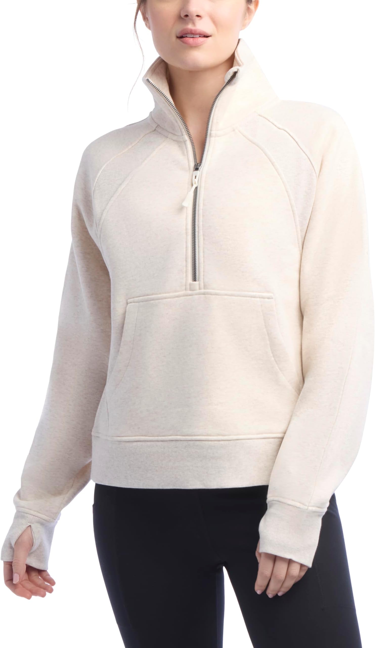 Women's Mixed Rib Half Zip Pullover Sweatshirt