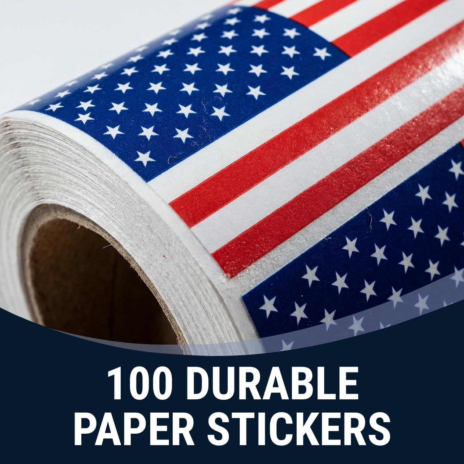 Fun Express 3" x 2" Patriotic Red, White and Blue American Flag Sticker Roll - 100 Pieces