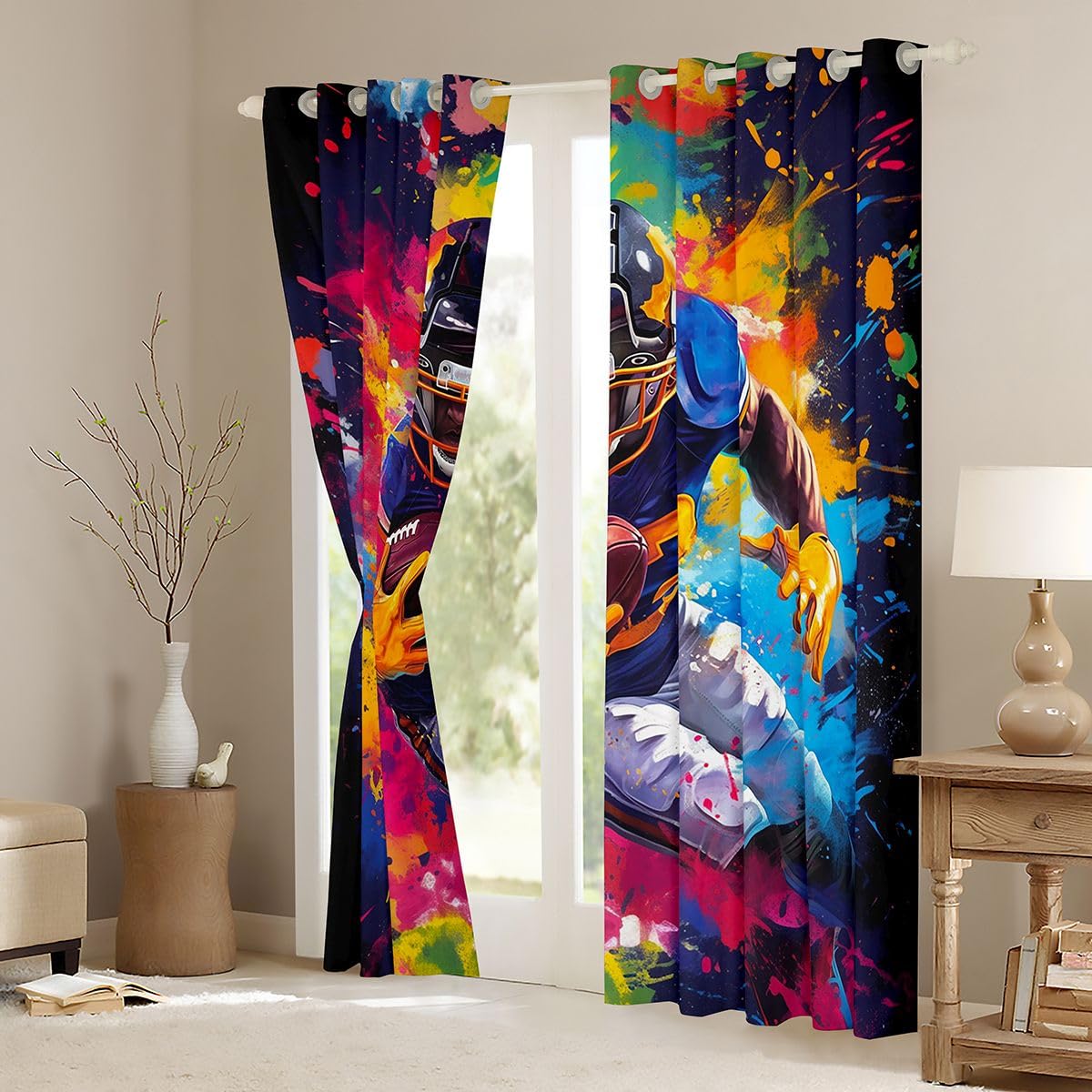 Homewish Rugby Spieler Fenstervorhang 137x117(HxB)