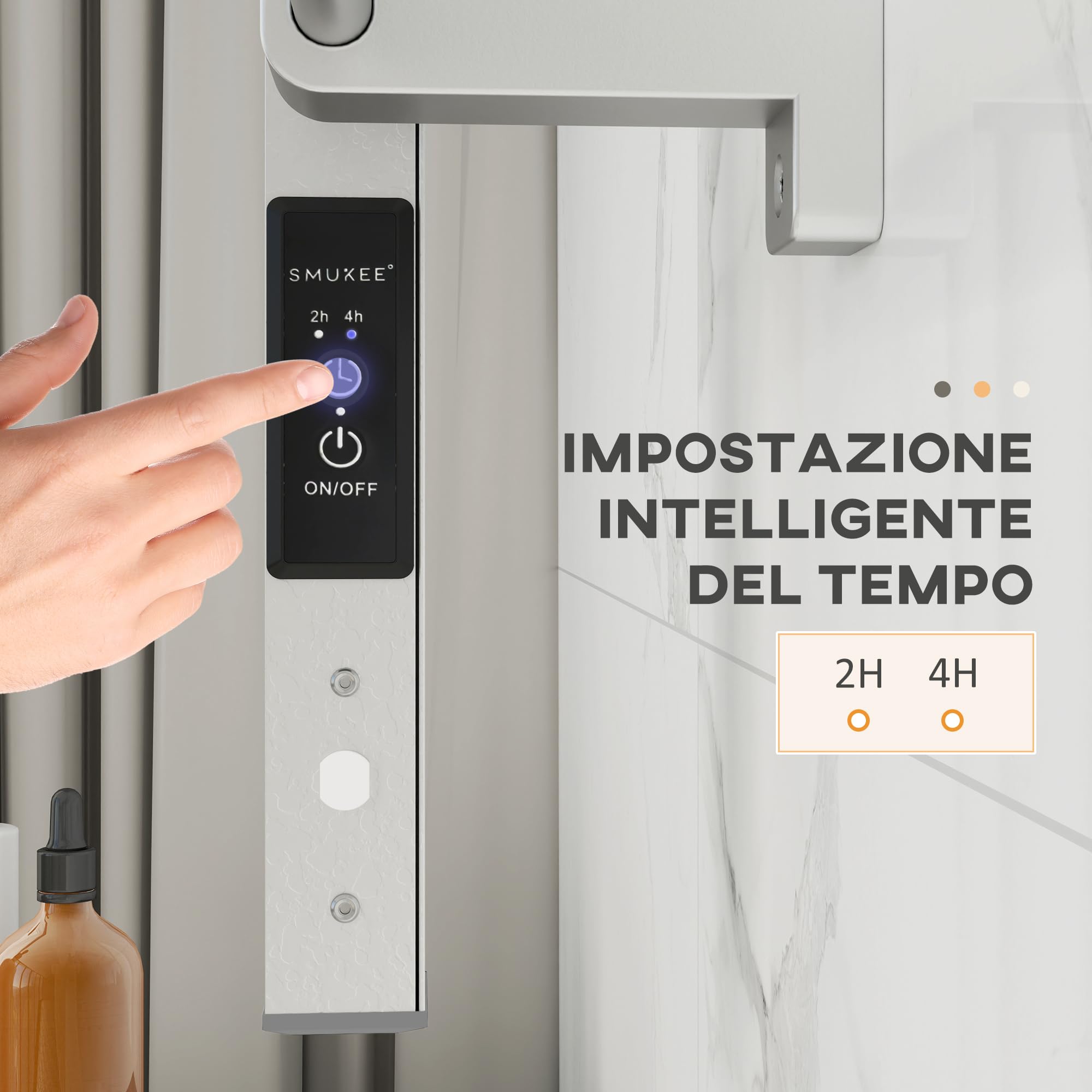 HOMCOM Calorifero Scaldasalviette da Terra o Parete 150W, Porta Asciugamani Riscaldato in Lega di Alluminio con 8 Barre e Timer da 2 o 4 Ore, Resistente all'Acqua, 53x35x90 cm, Argento
