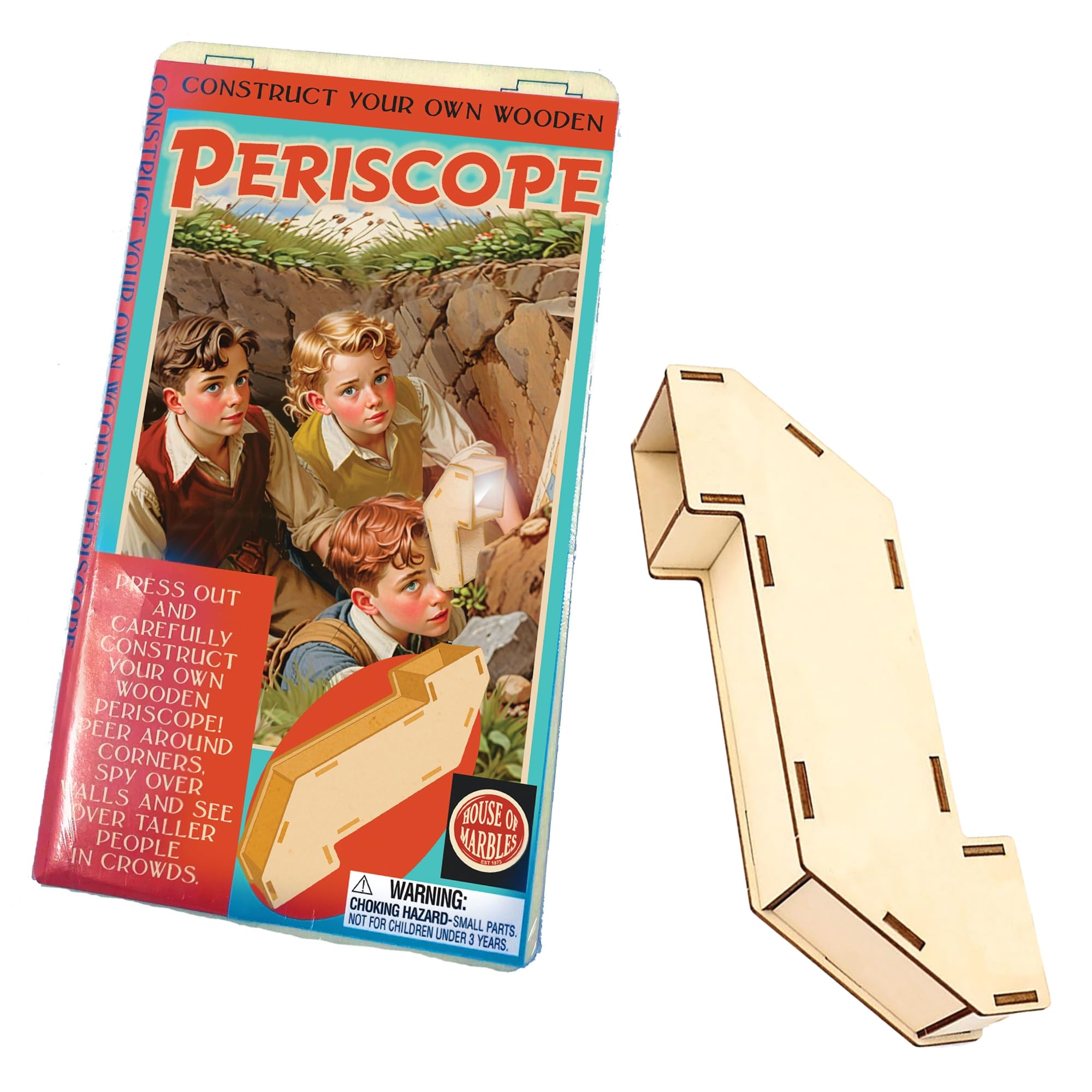 House of Marbles Wooden Periscope Construction Kit, Brown, Medium to Large