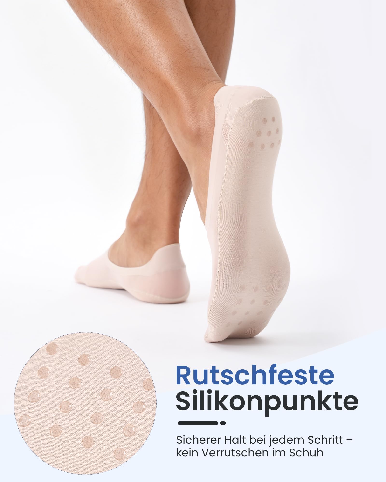 Stopki Męskie Niewidoczne Oddychające, Chłodzące Skarpetki z Podwójnym Antypoślizgowym Silikonem, Cienkie Stopki do Mokasynów Butów Żeglarskich Sneakersów 6 Par