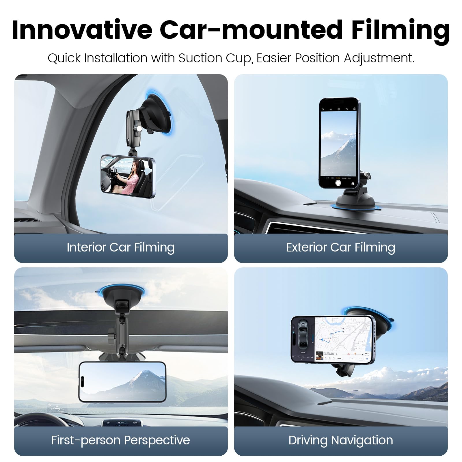 TELESIN Magnetische Handyhalterung Auto - Kompatibel mit MagSafe, iPhone/Android - KFZ Halterung für Armaturenbrett & Windschutzscheibe, 360° Drehbar KFZ Handyhalterung, Extrem Stabil (2025 Upgrade)